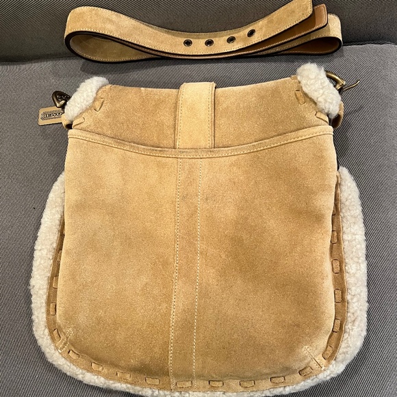 Coach Suede w/Sherpa Trim Saddlebag Style Purse - Picture 6 of 15
